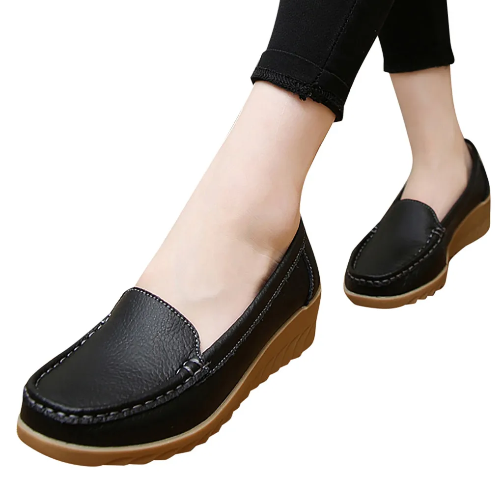 

Womens Casual Shoes Platform Diagonal Heel Soft Nostalgic Comfortable Flat Bottom Round Low-heeled Womens Casual Shoes
