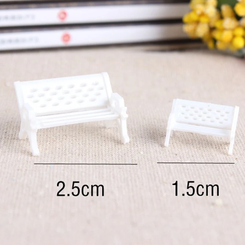 

Mini White Bench Dollhouse Chairs Moss Decor Garden Micro Landscape Accessories New Arrival