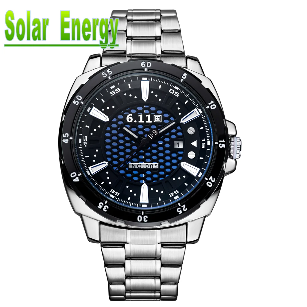 6,11 Брендовые часы мужские с солнечной энергией reloj macsulino light energy кварцевые часы со стальным ремешком водонепроницаемые часы с календарем Мужские