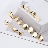 10pcsset diy stainless steel earrings connectors round irregular gold color earrings back earrings setting for jewelry making