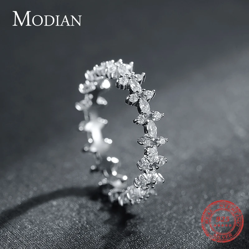 Modian 100% реальные 925 Sterlihg серебряные ромбовидные прозрачные CZ штабелируемые кольца