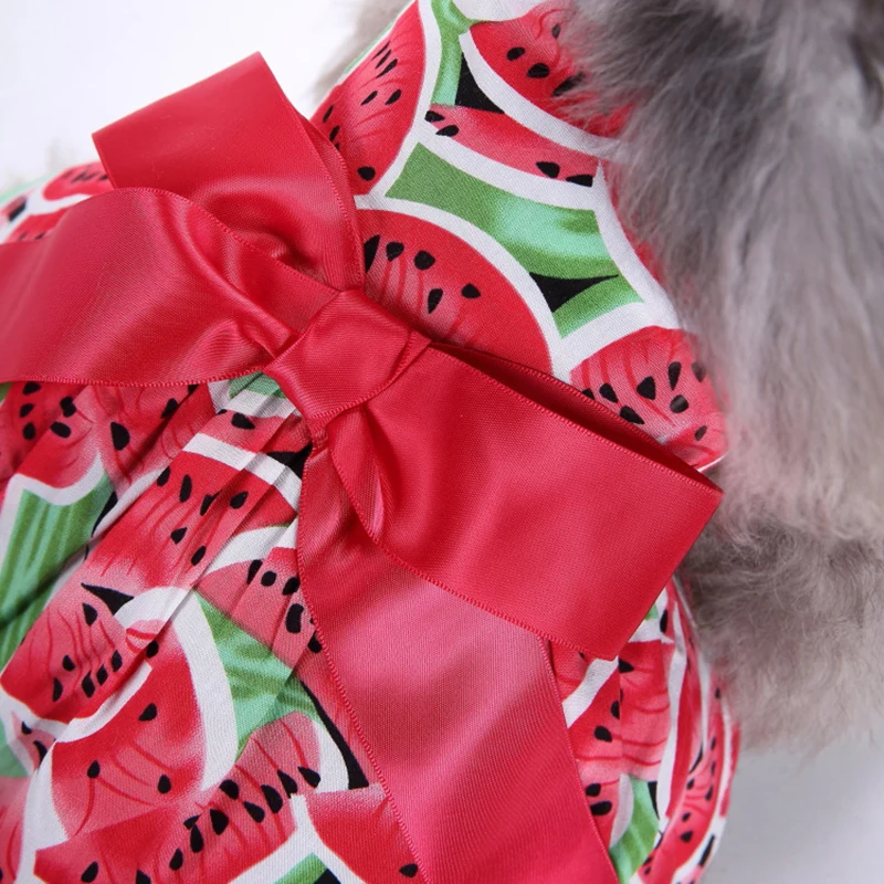

2021 new dog clothes for small dogs Pet Clothing cats cat dress Summer fancy Puppy beer spring outfit Hanbok watermelon red bow