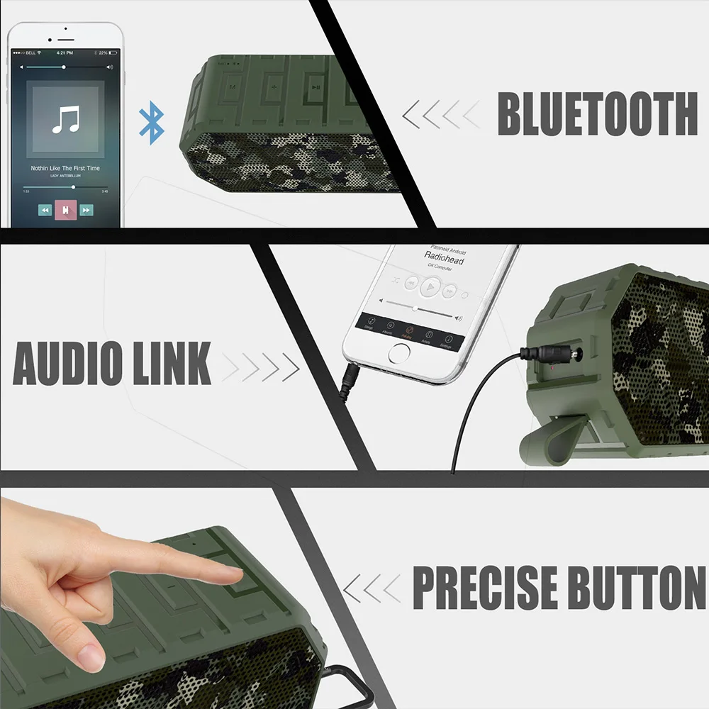 

Bluetooth Speaker Portable Super Bass Wireless speaker Driver Loudspeaker Waterproof IP66 Hand-free Calling Support Aux TF