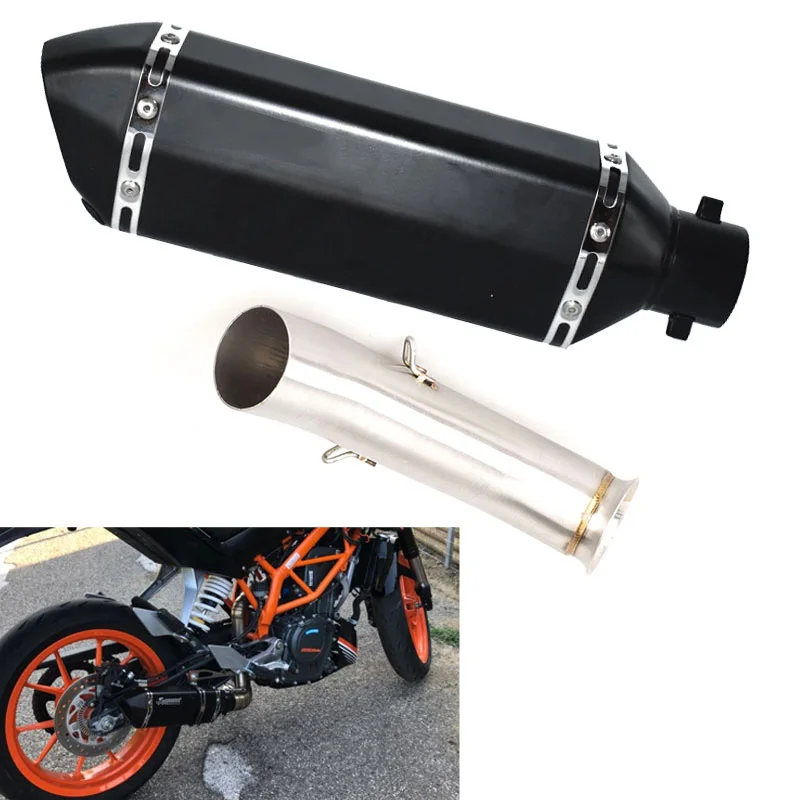 

Для KTM DUKE 250 125 DUKE390 RC390 средняя выхлопная труба мотоцикла слипоны на звеньевой трубе слипоны с дБ убийцей с выхлопом