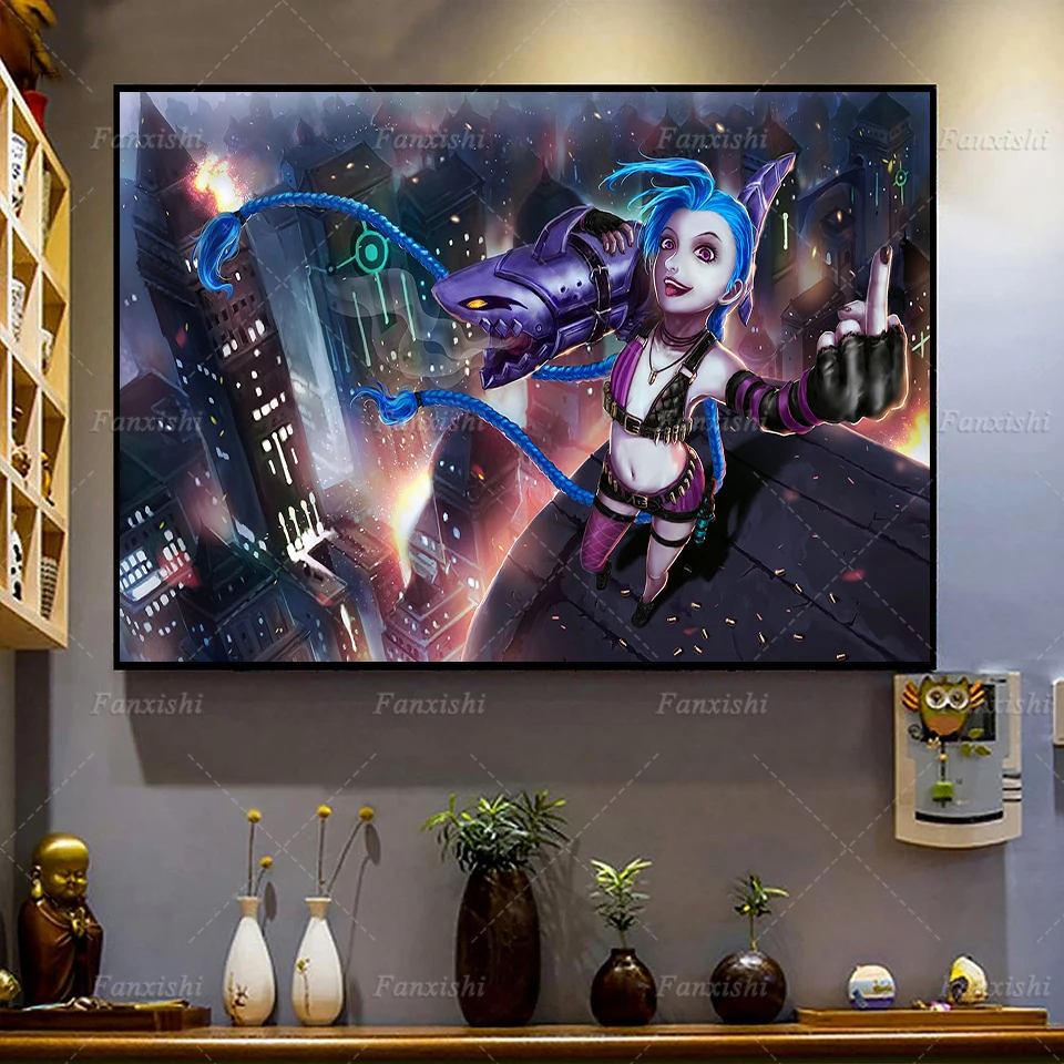 

Video Game League Of Legends Jinx Poster Miss Sona Riven Sejuani Akali Fiora Children Room Decor Home Decor Canva Wall Art Print