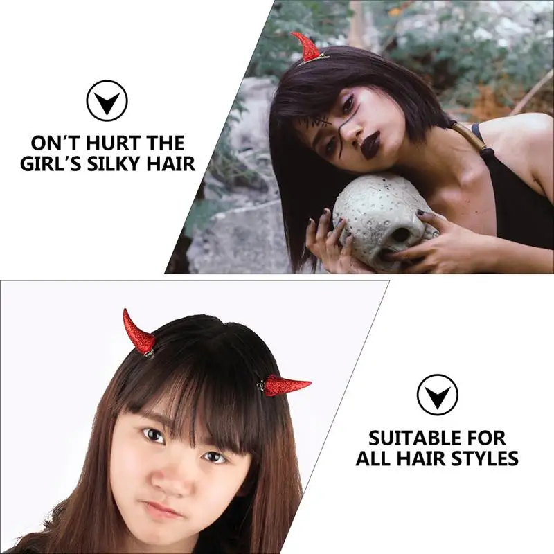 

4Pcs Glitter Devil Horn Hair Clip Halloween Hairpin Headdress Costume Accessory