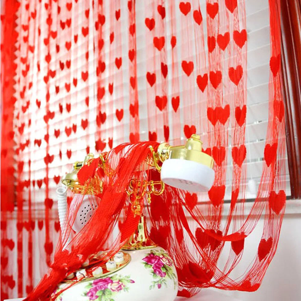 Милые тюлевые занавески с сердечками кисточками для двери гостиной окна кухни спальни романтический
