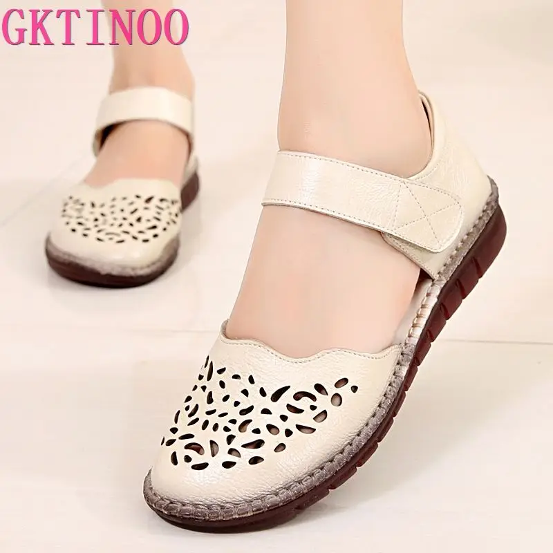 Женские босоножки на плоской подошве GKTINOO модные повседневные из натуральной