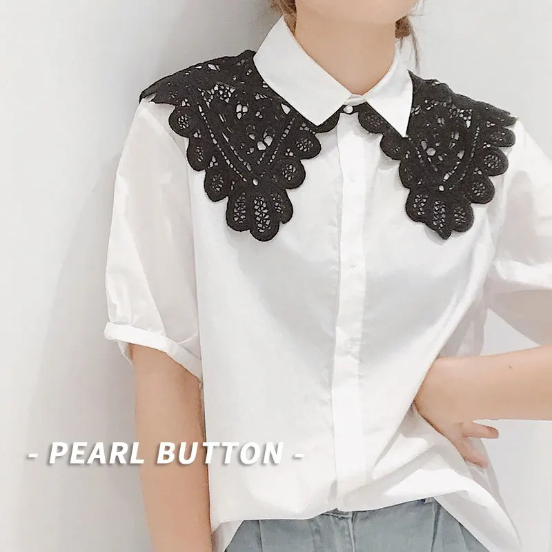 

Lace Hollow Out Flower Fake Collar Small Shawl Women Detachable Crochet False Collars Half Shirt Decoration Dress Accessories