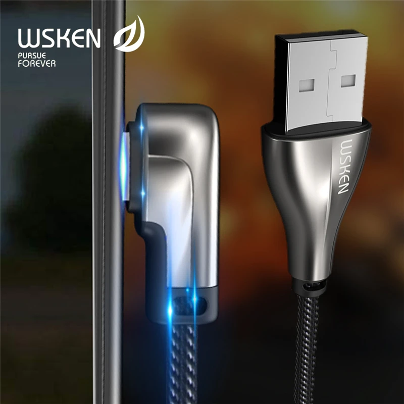 USB кабель WSKEN L образной формы с алмазным зарядным устройством для iPhone XS Max XR 8 7 6S 5
