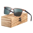 Мужские солнцезащитные очки BARCUR, квадратные поляризационные очки с деревянной оправой из нержавеющей стали