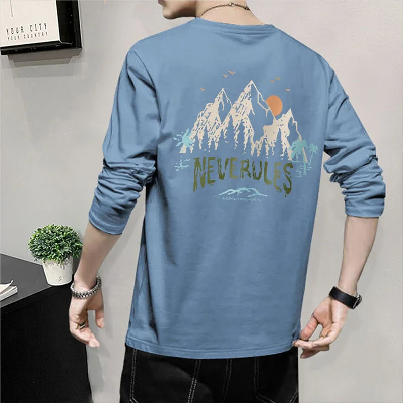 

Men T-shirt Long Sleeve 2021 New Spring And Autumn Student Letter Cotton Male T-shirts Korean Style Fashion Hot Sale T77