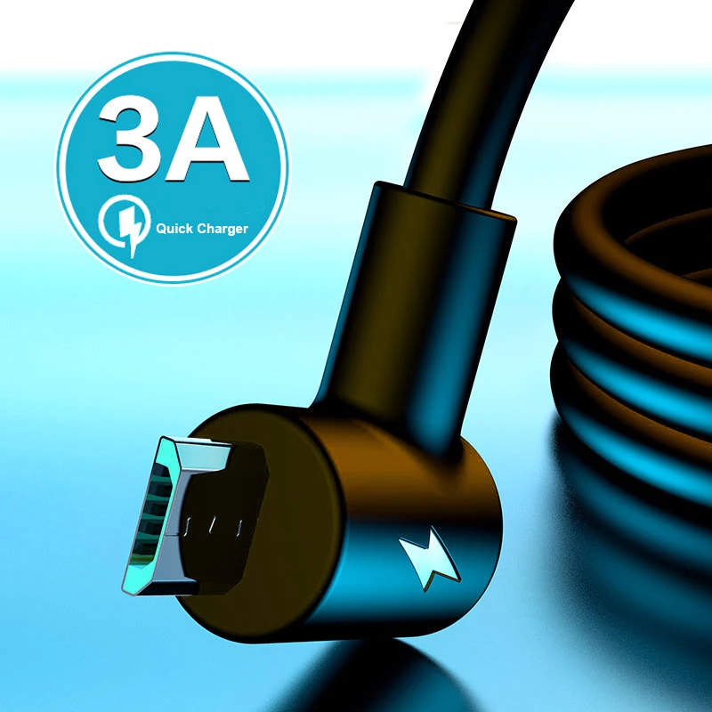 3A USB кабель для быстрой зарядки 90 градусов Micro usb Samsung S6 S7 Edge мобильный телефон