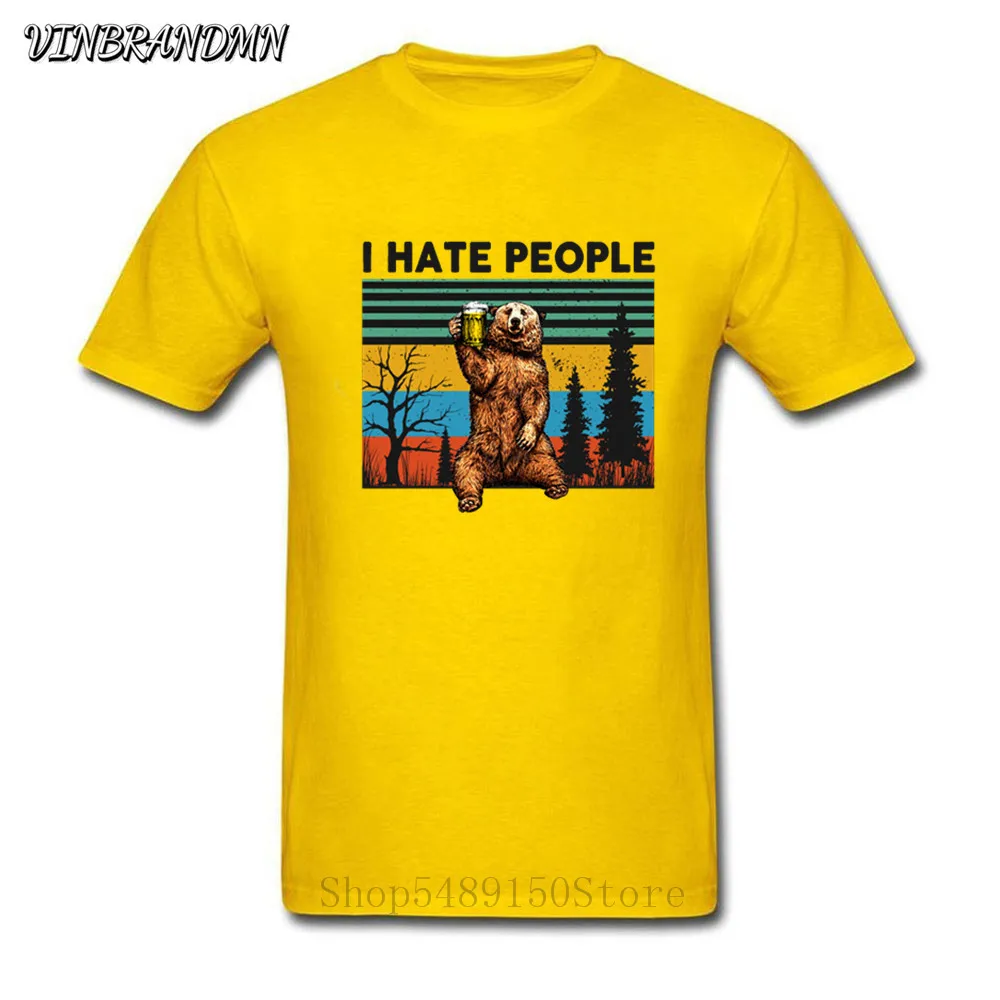 Футболка с редким медведем и надписью I Hate People | Мужская одежда