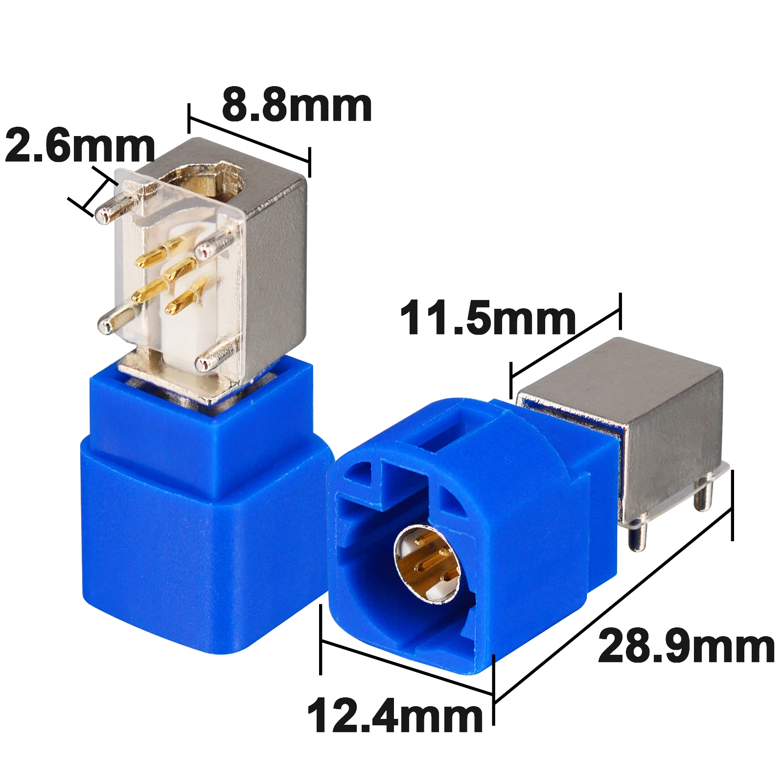 Коаксиальный разъем Fakra HSD RF 4-контактный под углом для подключения к печатной