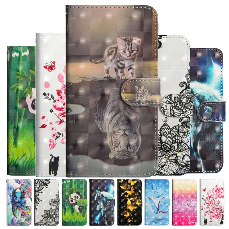 Чехол-бумажник с рисунком животного из кожзаменителя для RedMi Note 8 Pro 4 5 6 7S, также подходит для моделей 4X 5A 5Plus 6A 7A 8A S2.