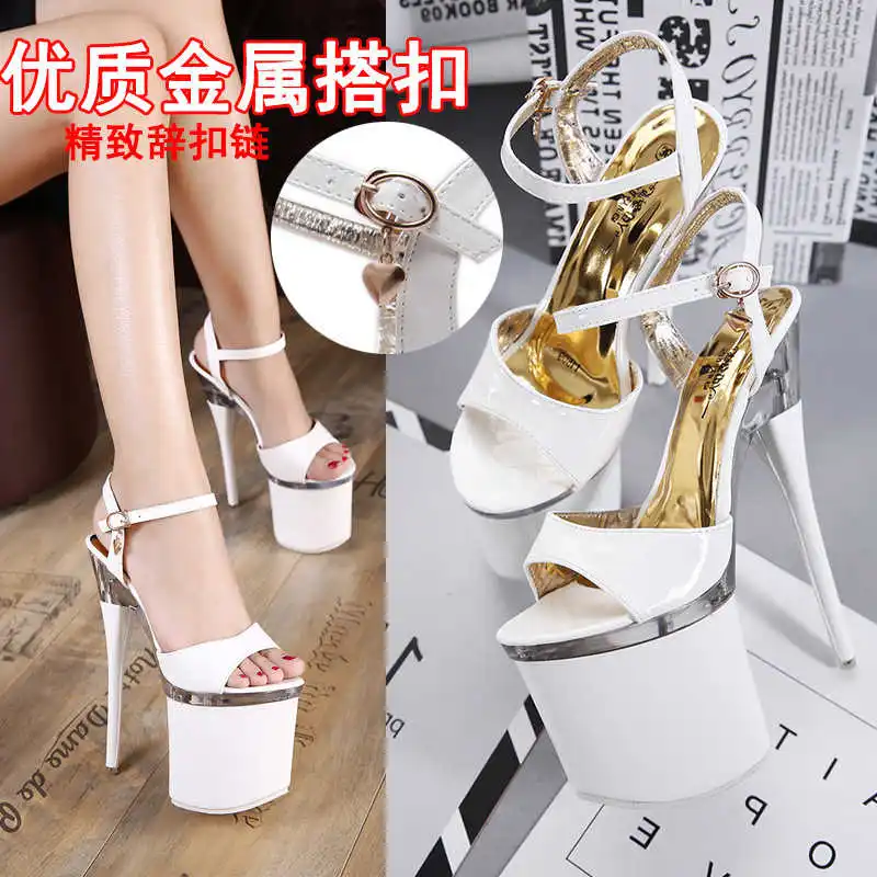 

summer new 2021 nightclub super high heels sandals women's work shoes show steel pipe dance shoes crystal bottom