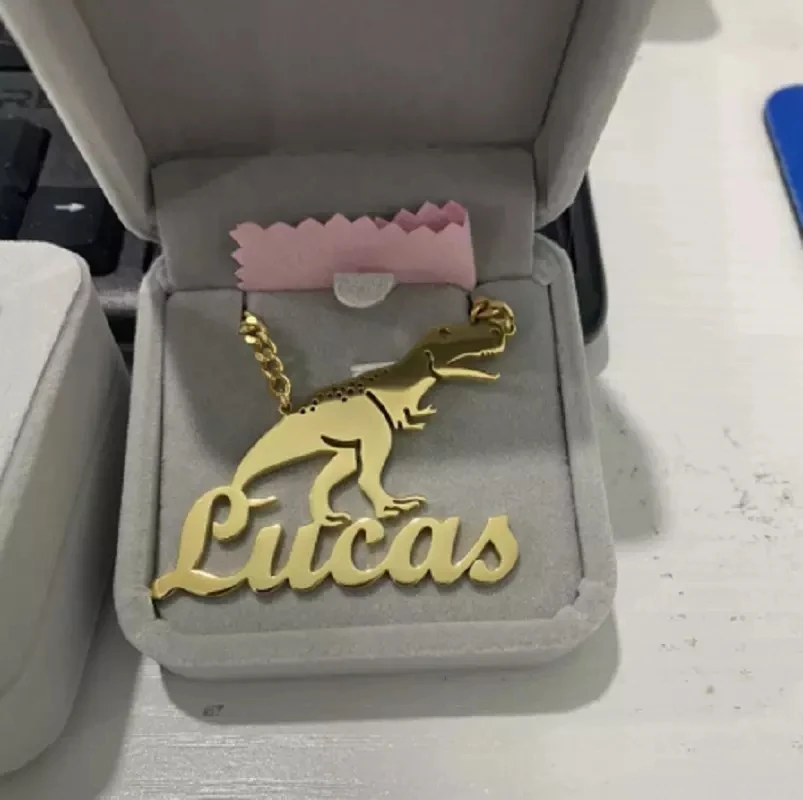 Индивидуальное ожерелье-подвеска золотого цвета с мультяшным именем детское