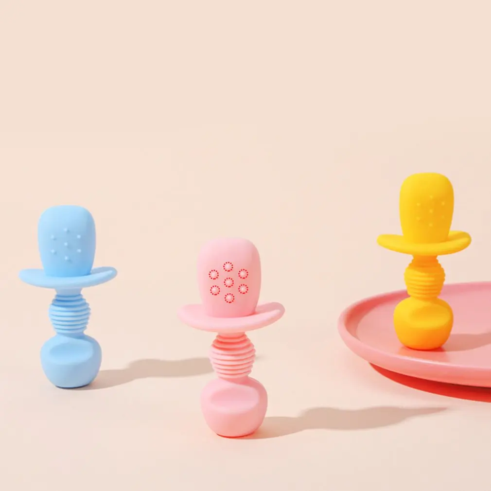 2Pcs/set Soft Silicone Baby Spoon Set Baby Feeding Dishes Tableware For Children Learn To Eat Training Spoon Baby Things