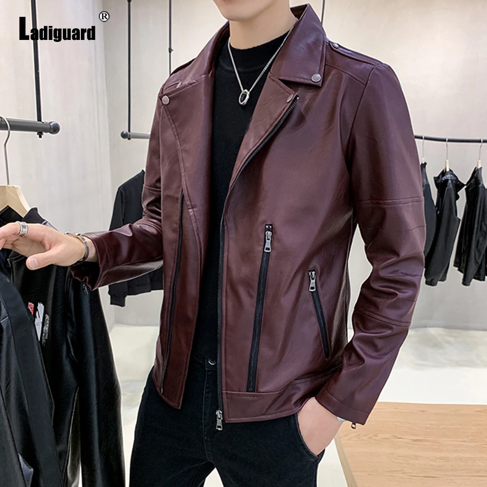 

Женская модная куртка из искусственной кожи, с воротником Lepal, карманами и рюшами