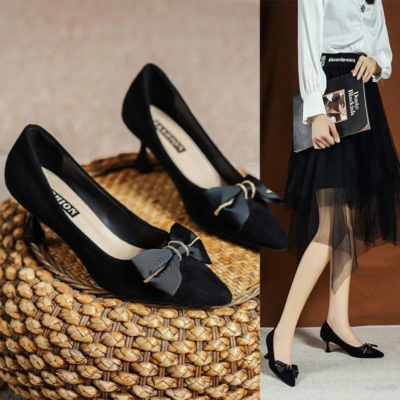 

Туфли женские с бантом, мягкий дизайн, высокий каблук, тонкий высокий каблук, повседневная обувь для вечеринки