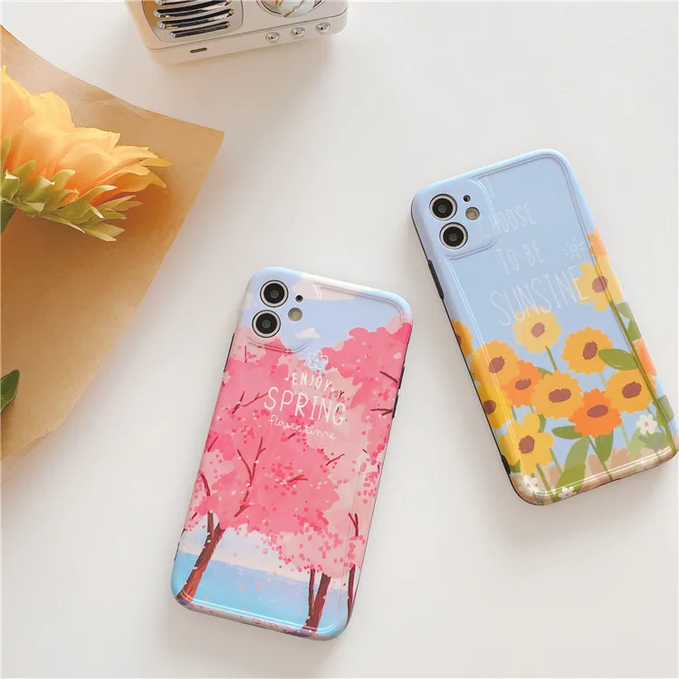 Летний милый цветочный Романтический Сакура чехол для телефона iPhone 11 Pro Max мягкий