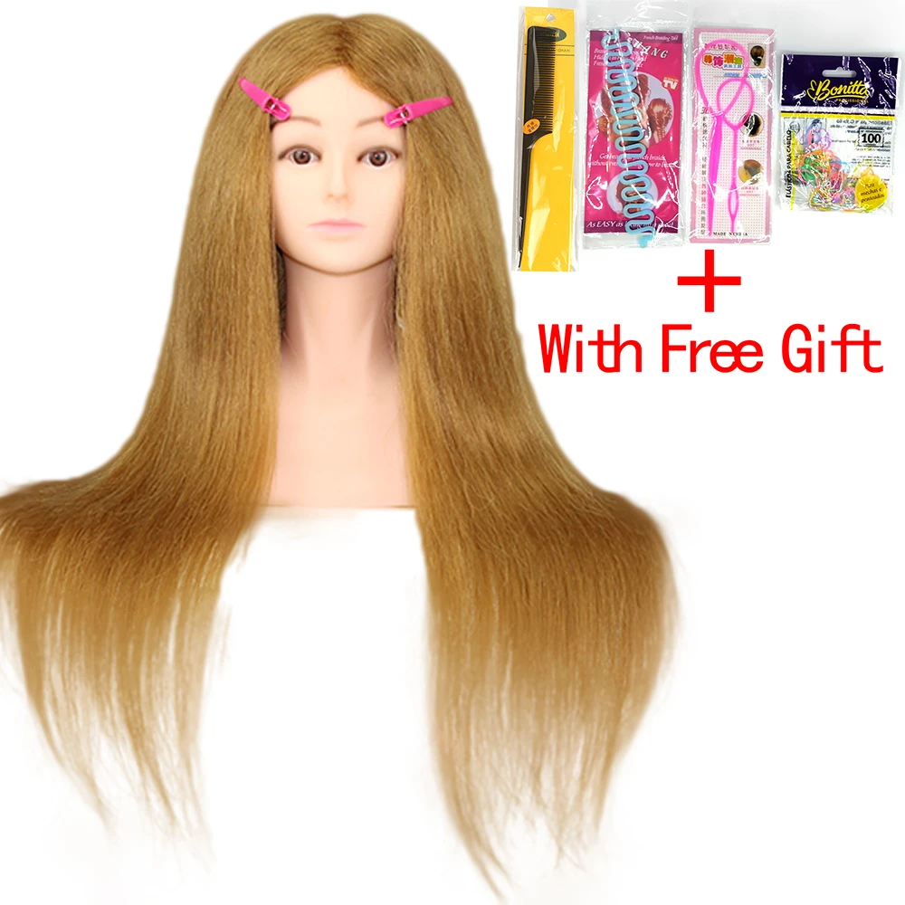 65 см синтетические волосы учебная голова с плечами голубые глаза прически
