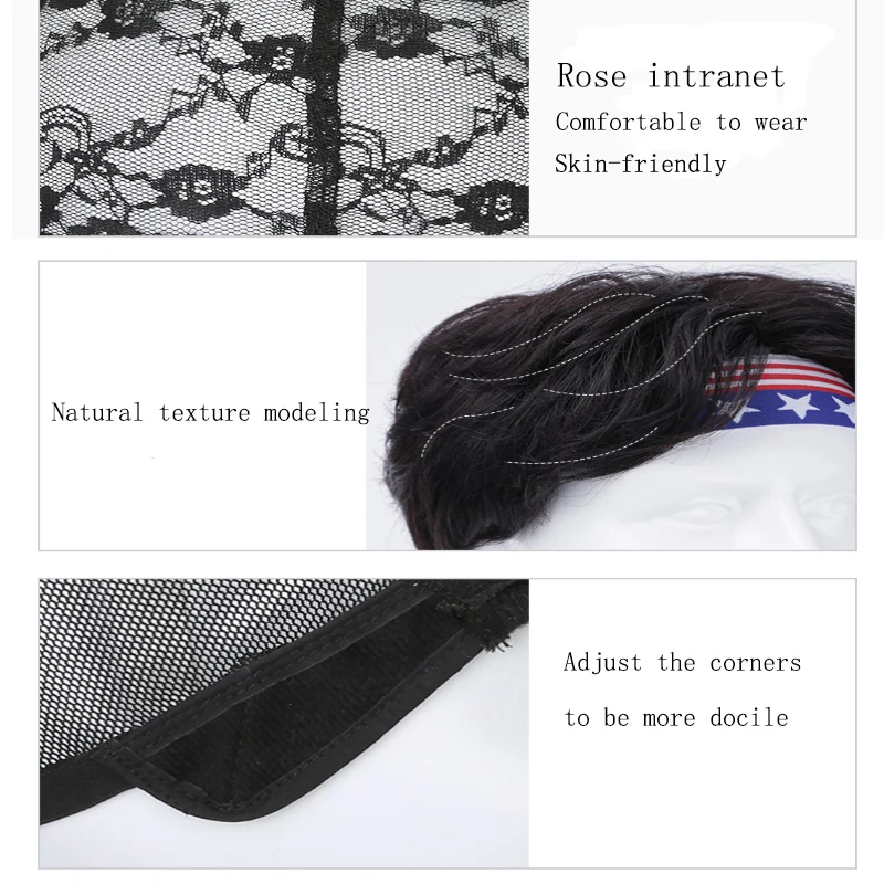 Парик для мужчин короткий полос синтетический флисовые реалистичные