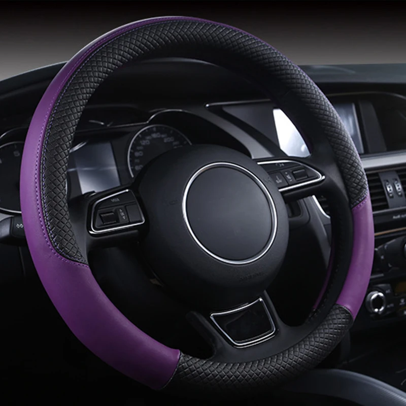

Universal Car Steering Wheel Braid High Quality Leather Anti-Slip 8 Color Car Steering Wheel Cover Car-styling Auto Accessories
