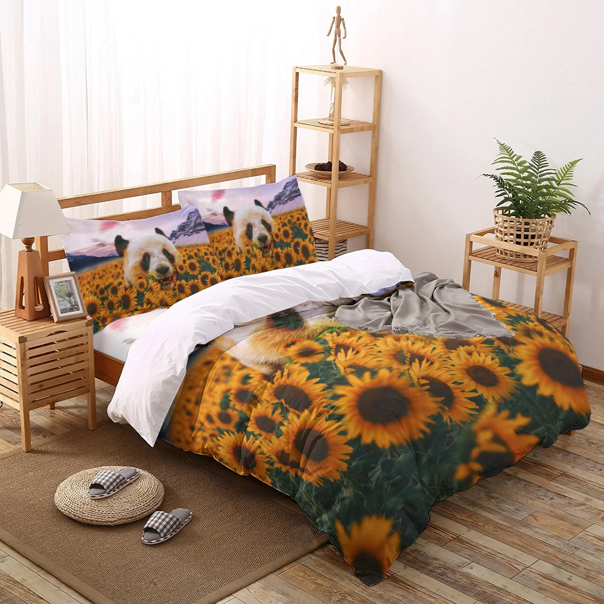 

Sunflower Panda Bedding Set For Home Duvet Cover Set Bedclothes Bed Linens Sheet Queen King Size Qulit Covers