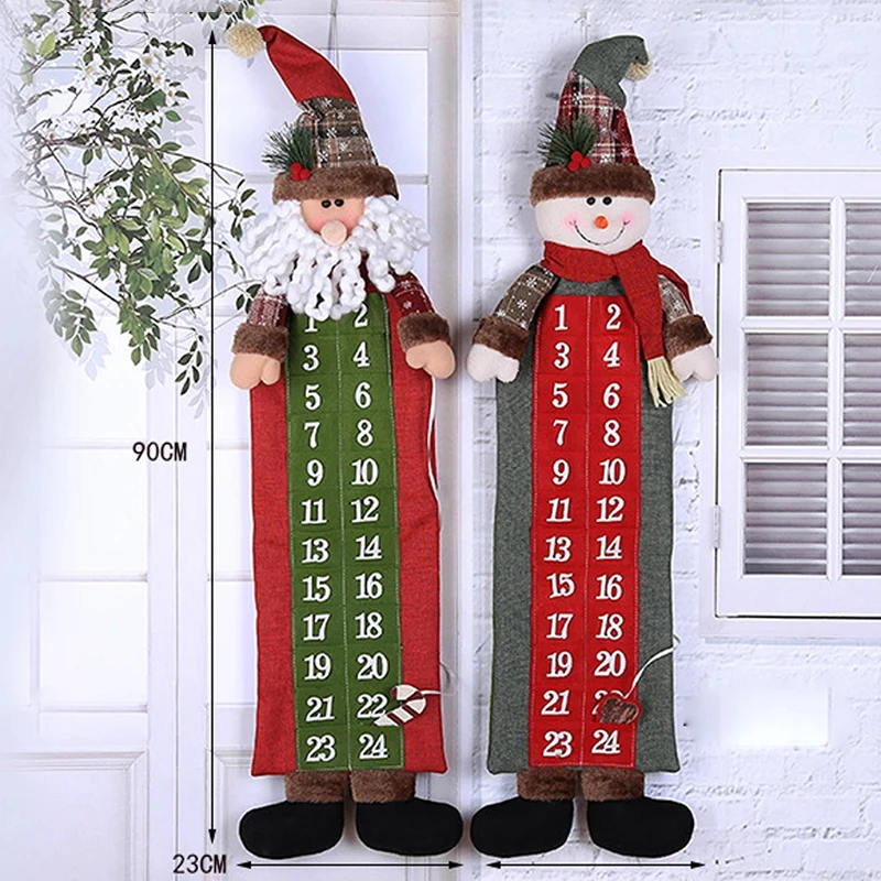 

Christmas Advent Calendar With Pockets Wall Hanging Santa Felt Advent Calendar 24 Days Countdown Felt Calendar For New Year