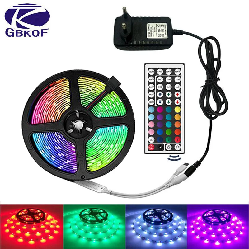RGB Светодиодная лента светильник SMD 2835 5 м Водонепроницаемая RGB лента 12В лента Диодная Светодиодная лента s светильник Гибкая полоса лампа ИК wifi контроллер