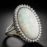 luxury exaggerate big moonstone rings for women silver color female jewelry party accessories birthstone valentine gift