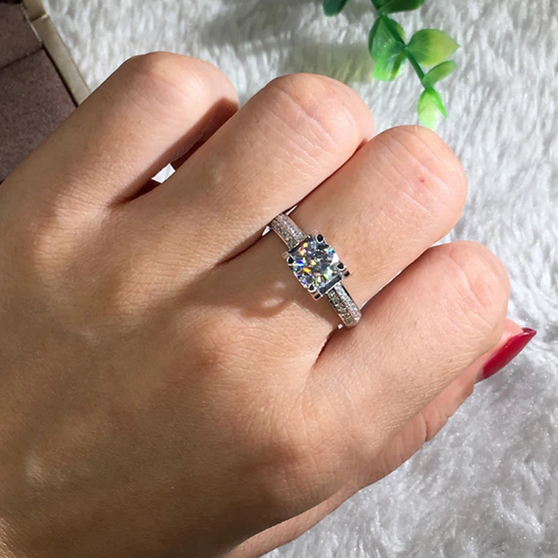 Роскошное 18 К кольцо из белого золота 4 когтя Трендовое Двухрядное ювелирное