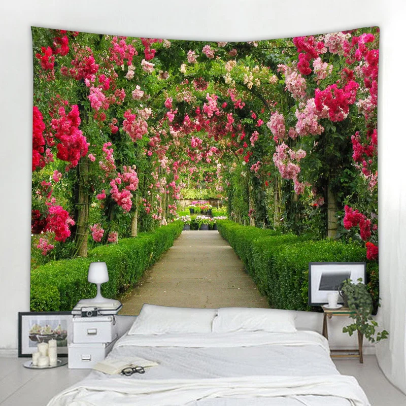 

Arched Flower Path Garden Tapestry Indian Mandala Tapestry Wall Hanging Tapestries Boho Bedroom Wall Rug Couch Blanket 9 Size