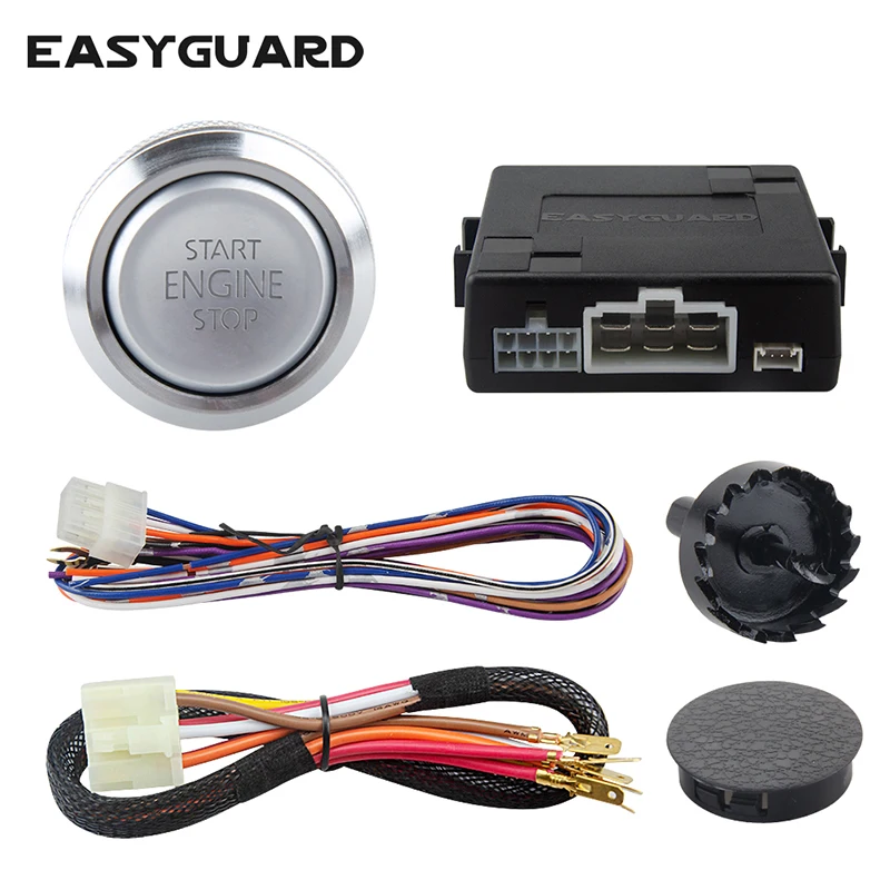 EASYGUARD Silver Start Stop Engine Button Remote Engine Start Optional Keyless Go System with Transponder es002-p3 DC 12V