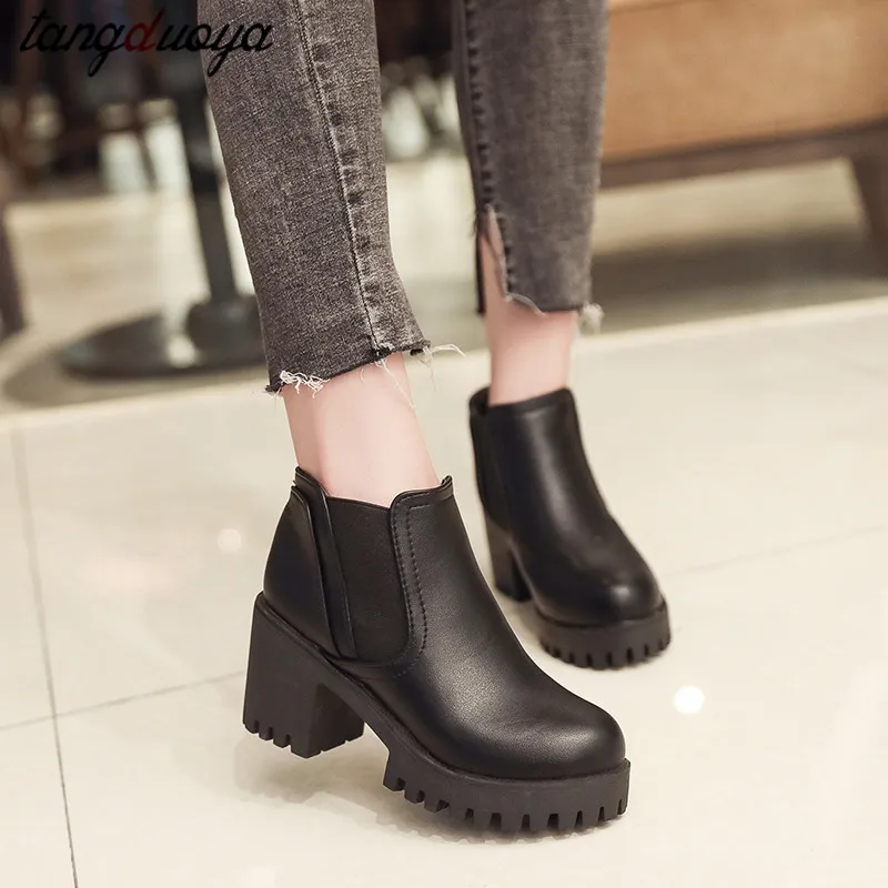 Ботинки Челси на высоком каблуке удобные женские повседневные модные замшевые