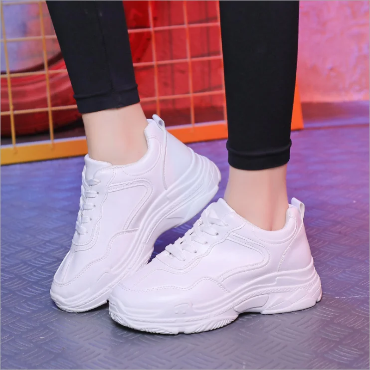 2020 New Spring Fashion Women Casual Shoes Leather Platform Sneakers Ladies White Trainers | Обувь