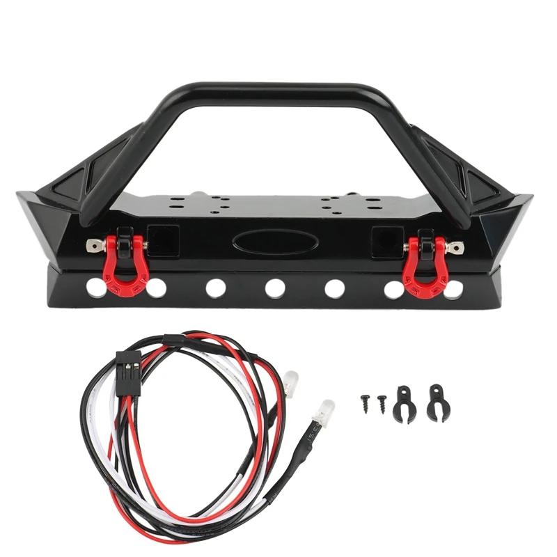 

Metal Front Bumper With Lights For 1/10 RC Crawler Traxxas TRX4 Axial SCX10 90046 & SCX10 III AXI03007 AXI03003 Parts