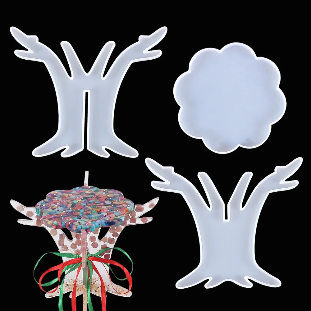 Moldes De Silicona эпоксидная смола Подсвечник 3D дерево держатель для дерева бонсай