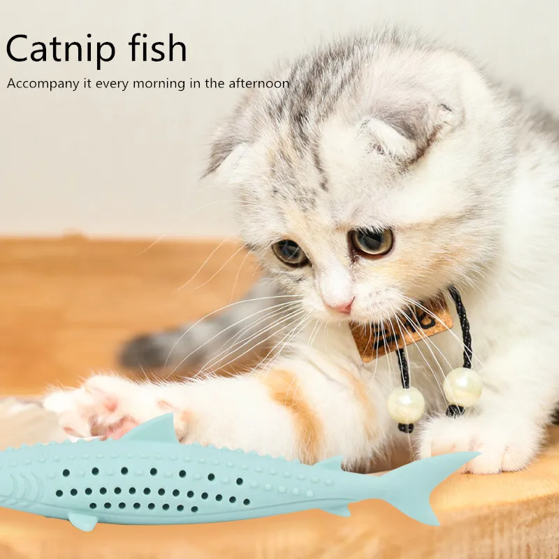 

Cat Gnawing Shark Teasing Cat Mint Tooth Grinding Stick Silicone Fish