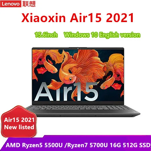 

Lenovo Xiaoxin Air 15 2021 Laptop AMD Ryzen5 5500U/ Ryzen7 5700U 16GB DDR4 512G PCIe SSD 15.6 Inch Notebook Windows 10 English