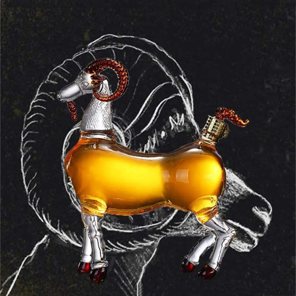 

Sheep Shape Decanter, Whisky Bottle, Goat Glass Bottle Animal Sheep Hand-Blown High Borosilicate Glass whiskey decanter