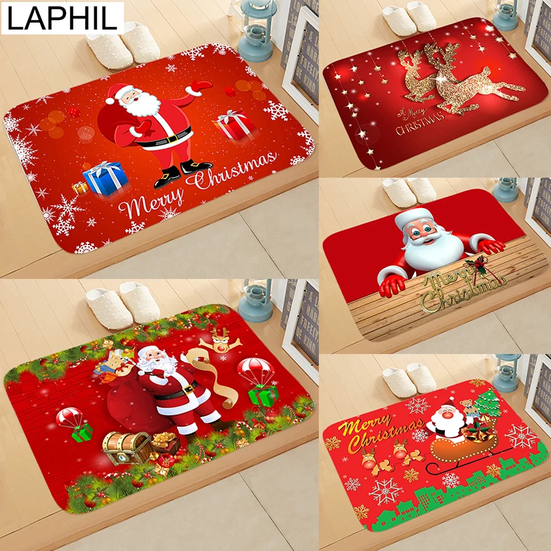 Рождественский дверной коврик LAPHIL 2020 фланелевый уличный ковер Санта Клаус