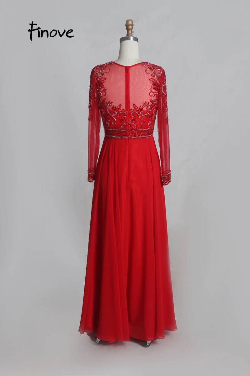 Finove, платья для матери невесты, рукав три четверти, vestido de festa, элегантное ТРАПЕЦИЕВИДНОЕ шифоновое длинное вечернее платье с бисером