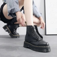 genuine leather marten boots for women ladies ankle platform lining female booties shoes woman casual chunky hot sale