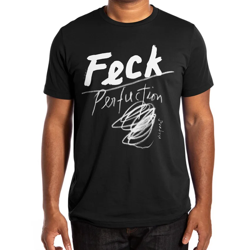 Футболка Feck Perfuction черно белая лозунг мелок надпись Типографика