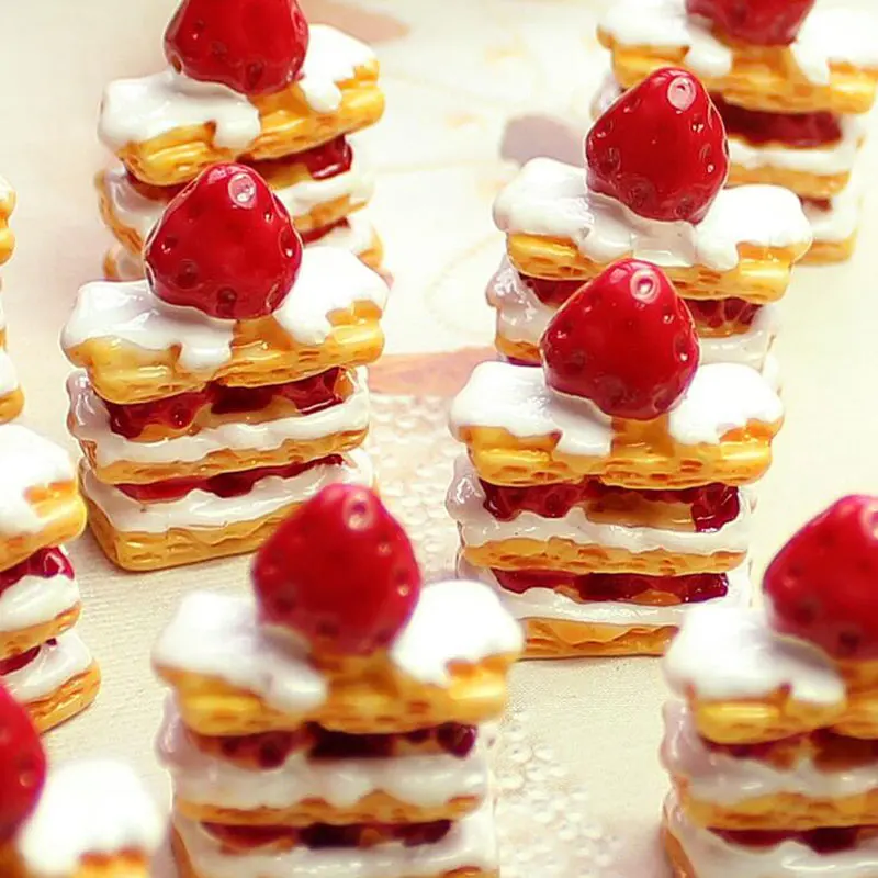 

HEYUYAO 10 Pcs Cute Strawberry Cake Charms Resin Pendants for DIY Earring Necklace Fashion Jewelry Wholesale Accessories