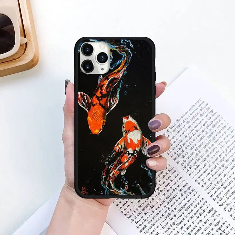 

Chinese Koi Fishes animal Phone Case for iPhone 11 12 pro XS MAX 8 7 6 6S Plus X 5S SE 2020 XR Luxury brand shell funda coque