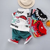 summer hot childrens suit boys and girls printed short sleeve t shirt shorts 2 pieces clothes sets 2 7y childrens clothing